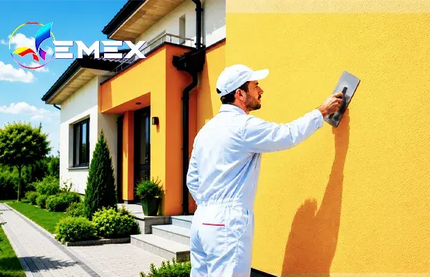 Fațadă durabilă cu tencuială Emex tencuiala decorativa superioara usor de aplicat